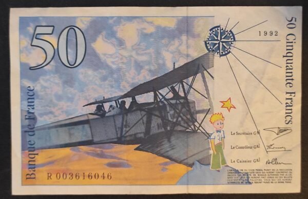 france billet de 50 francs saint exupery 1992 ref : f.72/01b (copie)