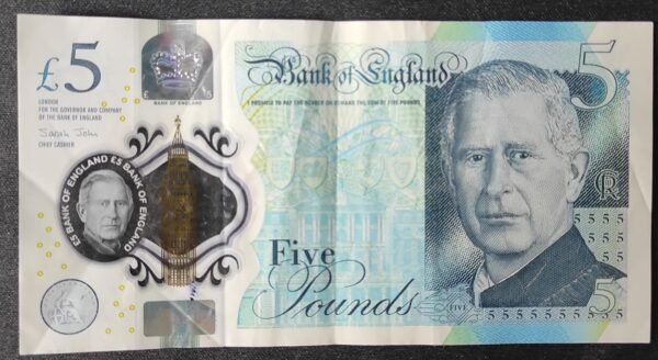 grande bretagne billet de 5 pounds nd 2024 pick 394 polymère charles iii !