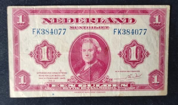 pays bas billet de 1 gulden du 04/02/1943 pick 64