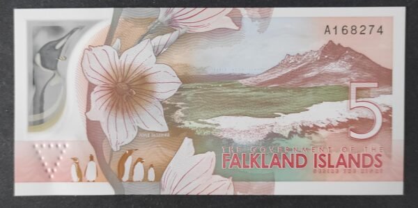 nouveauté rare iles malouines falkland billet de 5 pounds charles iii neuf ( unc )