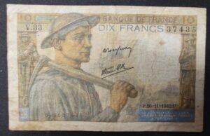 france billet de 10 francs mineur du 26/11/1942 v.33 ref : f.08/06