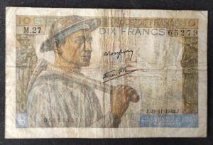 france billet de 10 francs mineur du 26/11/1942 m.27 ref : f.08/06