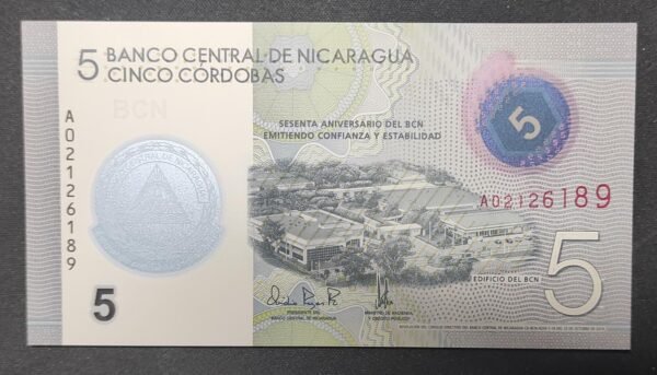nicaragua billet de 10 cordobas de 2019 polymère neuf ( unc ) (copie)