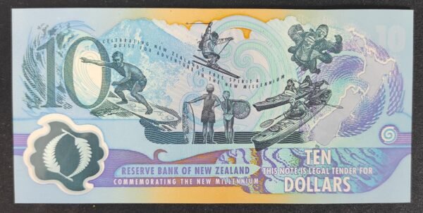 rare nouvelle zélande billet de 10 dollars commémoratifs millénium 2000 pick 190 neuf !
