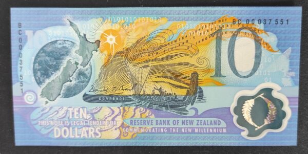 rare nouvelle zélande billet de 10 dollars commémoratifs millénium 2000 pick 190 neuf !