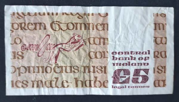 irlande billet de 5 pounds du 12/08/1988 pick 71e