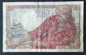 france billet de 20 francs pécheur du 21/05/1942 f.23 ref : f.13/02 (copie) france billet de 20 francs pécheur du 21/05/1942 f.23 ref : f.13/02 (copie)