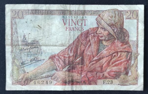 france billet de 20 francs pécheur du 21/05/1942 c.22 ref : f.13/02 (copie)