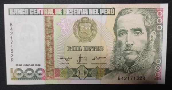 pérou billet de 1000 intis de 1988 pick 136 neuf unc