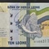 sierra leone billet de 10 leone 2022 pick 35 neuf unc