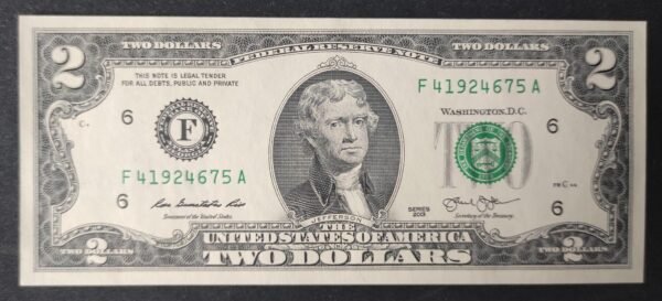 etats unis d'amérique usa billet de 2 dollars 2013 f (6) atlanta géorgie neuf