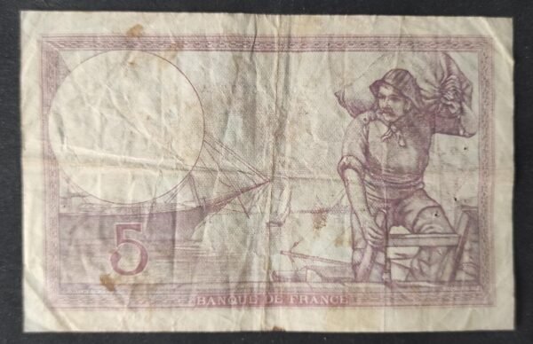 france billet de 5 francs violet du 26/12/1940 j.67810 ref f.04/18 dernière date (copie)