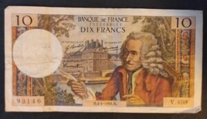 france billet de 10 francs voltaire du 04/04/1968 v.409 ref : f.62/32
