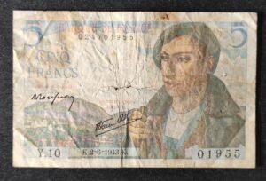 france billets de 5 francs berger du 02/06/1943 z.10 ref : f.05/01 1er date (copie)