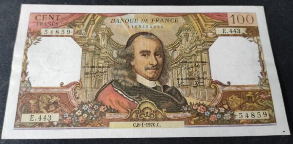 france billet de 100 francs corneille du 08/01/1970 e.443 ref f.65/29