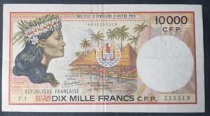 territoire français du pacifique billet de 10 000 francs ( ieom ) o.1 de 1985 ! (copie)