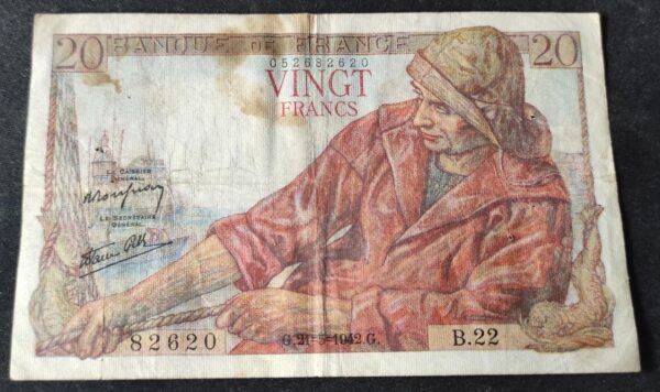 france billet de 20 francs pécheur du 21/05/1942 y.28 ref : f.13/02 (copie)