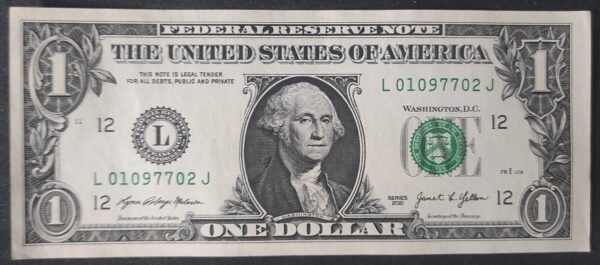 etats unis d'amérique usa billet 1 dollar 2021 l ( 12 ) san francisco ca pr neuf