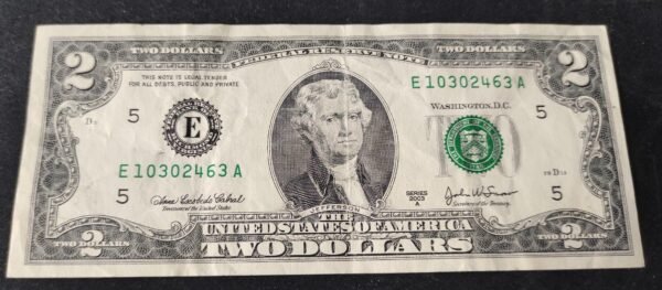 etats unis d'amérique usa billet de 2 dollars 2003 e (5) richmond virginie circulé (copie)