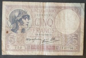 france billet de 5 francs violet du 26/12/1940 m.68094 ref f.04/18 dernière date (copie)