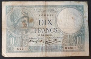 france billet de 10 francs minerve du 26/09/1940 b.76286 ref : f.07/15 (copie) france billet de 10 francs minerve du 26/09/1940 b.76286 ref : f.07/15 (copie)