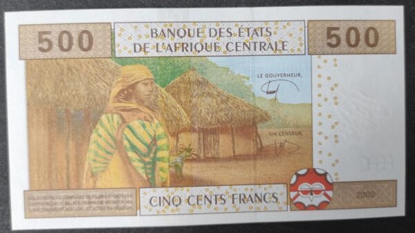 congo billet de 500 francs banque des etats de l'afrique centrale 2002 neuf unc