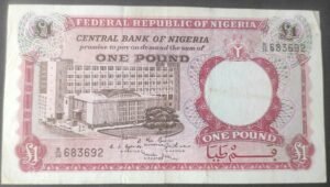 nigéria billet de 1 pound de 1967 pick 08 (copie)