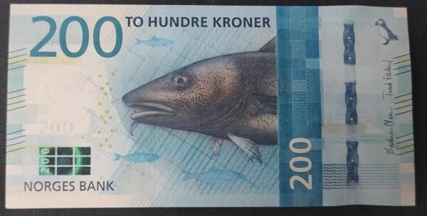 norvège billet de 200 kroner de 2016 pick 55 poisson pr neuf (copie)