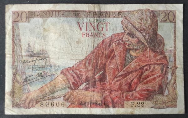 france billet de 20 francs pécheur du 21/05/1942 f.22 ref : f.13/02 (copie)